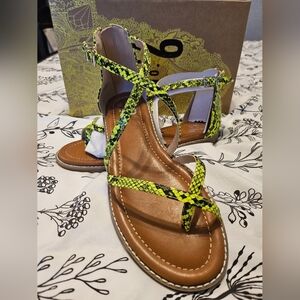 Neon green snake sandles